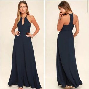 Lulus Beauty and Grace Navy Blue Cut Out Maxi Dress XL
